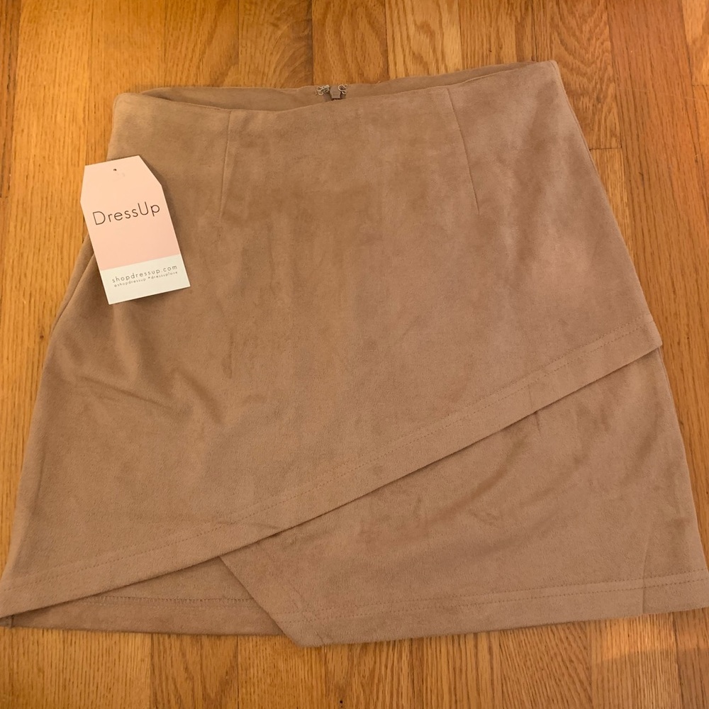 Tan faux suede mini skirt size s